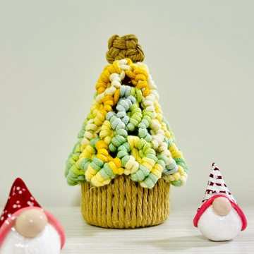 【手工製作】鉤針聖誕樹 耳環陳列 聖誕擺設 附聖誕燈串１條