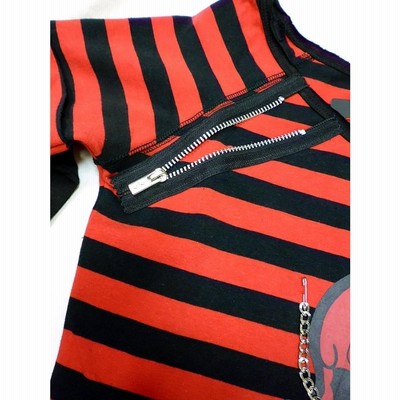 パンクロック ファッション  ボーダー柄フェイクレイヤード長袖Tシャツ tee 服 レディース/wot261 パンクロック ファッション ボーダー柄フェイクレイヤード長袖T