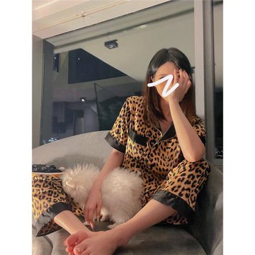 ChiclyNana豹紋睡衣士兩件套22年新款夏網紅爆款家居服套裝