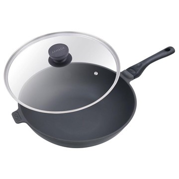 類鑽鈦33公分炒鍋（含玻璃蓋／台灣製造） 贈: 雅光系列-中式鐵鏟 33公分