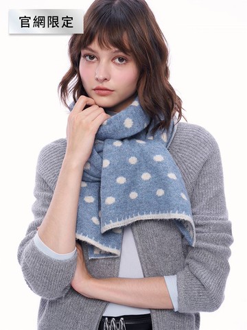 人氣追加 | 暖呼呼雙面撞色波點柔軟圍巾-淺藍 | 官網限定
