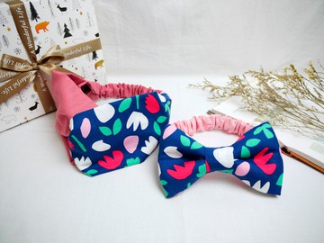 母女髮帶(可做彌月禮盒)│媽媽髮帶+寶寶髮帶:::鬱金香花園