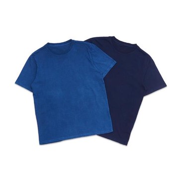 市井藍染WoadTruc全棉定織手工古法板藍染短袖T恤深夜藍天空藍tee