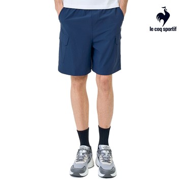 【LE COQ SPORTIF 法國公雞】男款海軍藍色防潑水平織運動短褲LWX81082