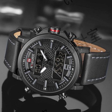 Naviforce 運動男士手錶頂級品牌豪華防水皮革石英軍事手錶男時鐘 Relogio 熱賣【亞德機械五金家居】