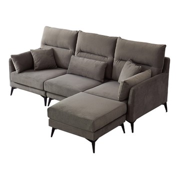 文創集 奈許貓抓布L型沙發組合(三人座＋椅凳組合)-226x168x100cm免組