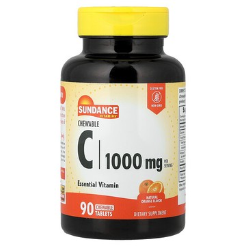 Sundance Vitamins, 咀嚼維生素 C，天然橙味，1000 毫克，90 片咀嚼片（每片 500 毫克）