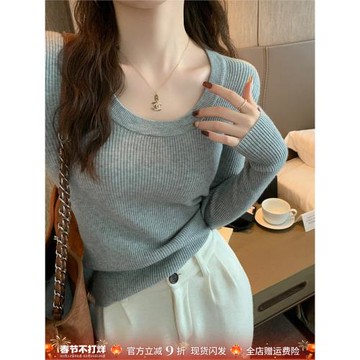 灰色毛衣女春秋季2025新款圓領打底衫內搭高級感低領修身針織上衣
