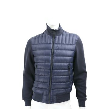 Mackage COLLIN-R 品牌皮標 深藍色立領拼接 羽絨飛行外套(男款)