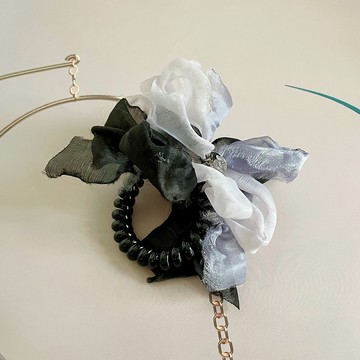 手工編織/電話線髮圈 髮叉 髮夾 邊夾 胸針 別針 彈簧夾 馬尾夾