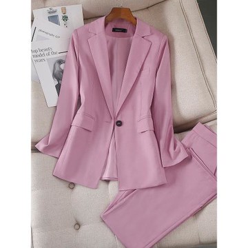 紫粉色職業西裝套裝女2023新款春秋職場面試正裝工作服氣質女神范