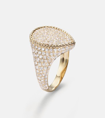 Yvonne Léon 18kt yellow gold pinky ring with diamonds