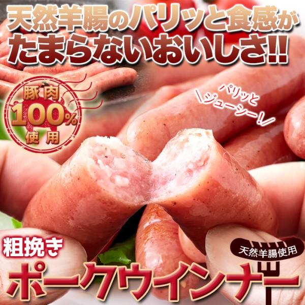 粗挽き ポーク ウインナー 冷凍 豚肉100％ 天然羊腸のパリッと食感 冷凍ポークウインナー 1kg (500g×2袋)