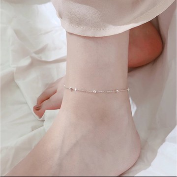 《現貨》💍眉兒💍香港正生代購 925純銀 簡約時尚款 光珠純銀腳鍊 純銀腳鍊 銀珠腳鍊 圓珠腳鍊