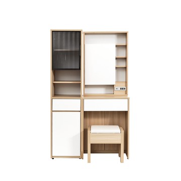 Milky化妝桌櫃 (鏡框+下座+化妝椅+收納櫃)  完美主義【X0203-C】