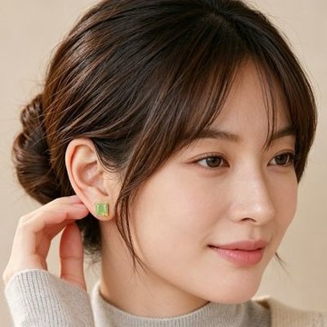 MoonDy 純銀耳環 女生耳環 新中式耳環 小方糖耳環 玉石耳環 和田玉耳環 耳釘 耳環