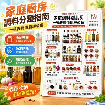 爆款免運🔥嚴選🔥家庭廚房調料指南 調料分類貼紙 廚房知識貼紙 生活百科標籤 廚房收納貼紙 調料認知貼紙 廚房裝飾貼紙