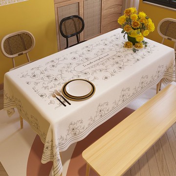 優樂悅~氛圍感桌布法式田園白色餐桌臺布長方形輕奢高級感茶幾布防水布藝