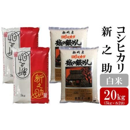 ふるさと納税 令和5年産新米コシヒカリ 10kg・新之助 10kg（白米 計20kg） [G429] 新潟県柏崎市