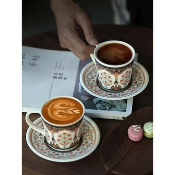 陶瓷咖啡杯碟套組土耳其拉花杯精致下午茶杯法式復古高顏值馬克杯