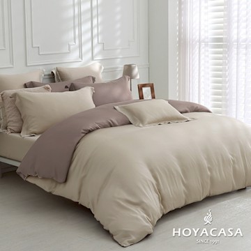 HOYACASA 特大60支抗菌天絲兩用被套床包四件組-摩卡慕斯