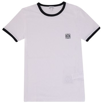 LOEWE Anagram 刺繡標誌滾邊棉質女士短袖T恤.白