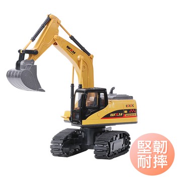 燈光音效合金版 紅外線無線遙控電動挖土機 玩具工程車 合金遙控車 生日禮物 交換禮物-雪倫小舖