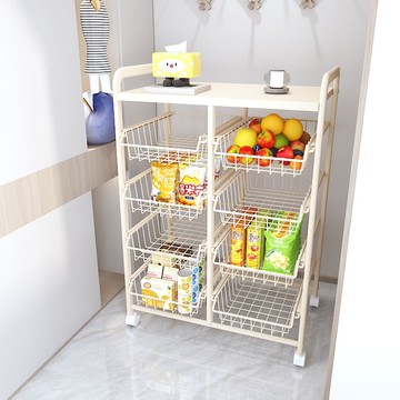 廚房蔬菜置物架移動零食小推車儲物多層落地果蔬菜籃收納架帶輪