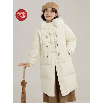 玲玖2025新款時尚90鴨絨小個子牛角扣外套加厚羽絨服女冬
