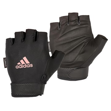 adidas 愛迪達 可調式透氣短指訓練手套  M  粉色  1雙