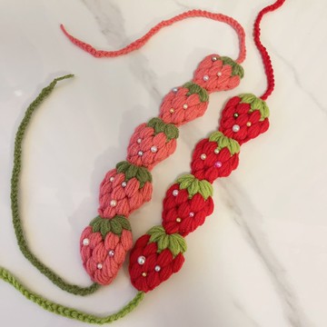 Stereoshadow 手作貓狗寵物頸圈 (鮮紅)士多啤梨串串