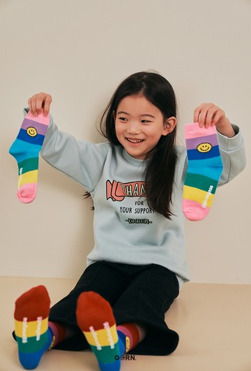 韓國毛毛笑臉彩色兒童襪-多色多尺寸任選