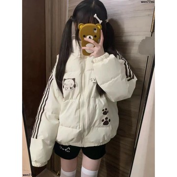 超實惠臘 女棉服 面包服 棉衣外套美式日系三條槓立領棉服外套女學生冬季新款防寒保暖百搭面包服潮