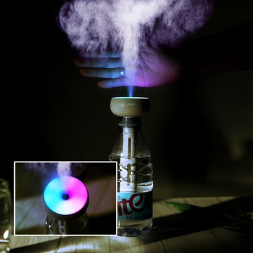 新款炫彩加濕器迷你便攜usb家用礦泉水瓶大霧量甜甜圈加濕器