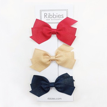 Ribbies｜經典中蝴蝶結3入組-紅/金/海軍藍