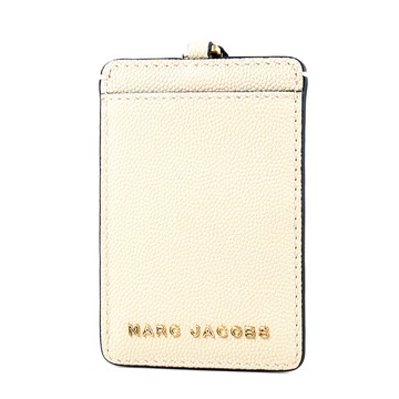 MARC JACOBS 魚子醬皮革識別證掛帶票卡夾-棉花白