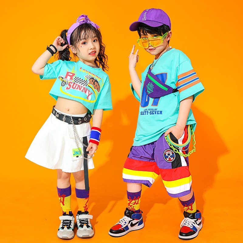 キッズダンス衣装 HIPHOP ヒップホップ 韓国子供服 ジャズダンス 夏 応援団 ステージ衣装 練習着 ダンスウェア 女の子 男の子 上下 Tシャツ  パンツ 通販 LINEポイント最大GET | LINEショッピング