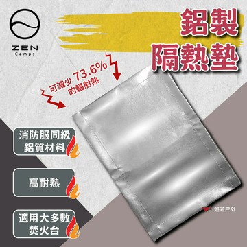 【日本 ZEN】鋁製隔熱墊 48mm×36mm 防火地墊 隔熱墊 防火台墊 高耐熱 鋁質材料 登山 野炊 露營 悠遊戶外