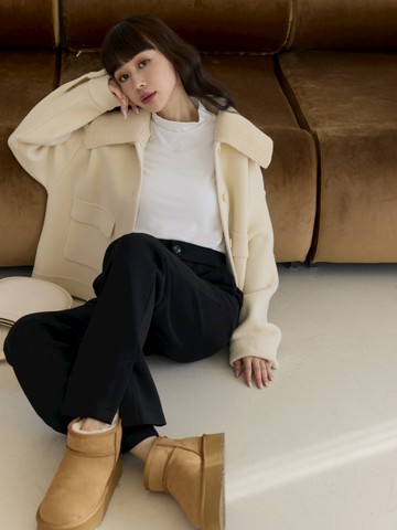 軟萌保暖羊羔毛外套-可拆式領片