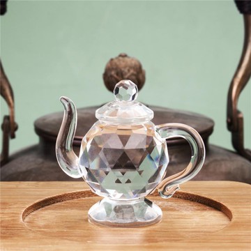創意水晶工藝品 迷你茶壺小擺件 家居茶室桌面客廳裝飾兒童小玩具