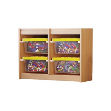 【樂樂】玩具收納櫃 木質兒童儲物書櫃 二層四格款 (實木落地書架 自由組合 多格雜物收納)二層四格款