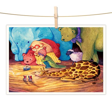 afu水彩插畫明信片 - 期待的禮物