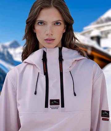 Superdry Women's Freestyle Softshell Ski Hoodie Pink Size: L