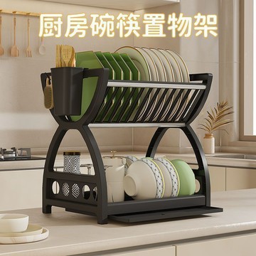 ✨壹灣出貨✨廚房置物架瀝水碗架用具晾洗放碗櫃碗碟碗筷收納盒刀架雙層餐具架