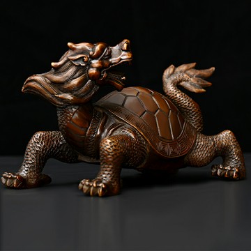 招財擺件送禮禮品 純銅龍頭龜福壽龍龜回首龍龜家用辦公室桌面裝飾赑屃霸下玄武擺件