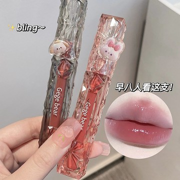 早八素顏~ Gege bear晶鉆水光唇釉🔥 新品 口紅 鏡面唇釉 不易沾杯 水光鏡麵 秋冬亮晶晶口紅 滋潤 唇釉 唇膏