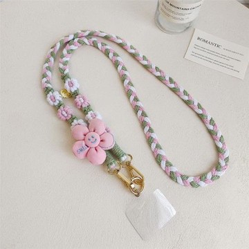 小清新太陽花編織手機掛繩新款女生斜挎可背帶戶外掛脖結實防丟繩