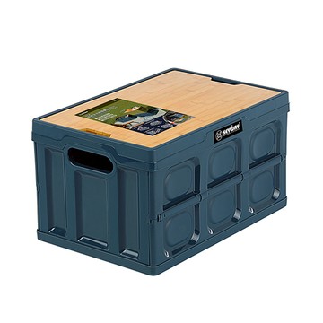 Keyway班布全功能摺疊箱(附竹蓋)-藍色
