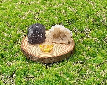 可愛紫晶鎮x可愛白晶洞能量套組 消磁 淨化 招財 辦公室風水 療癒