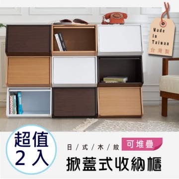 STYLE 格調 MIT台灣製造-掀蓋式收納櫃(2入)-可堆疊/展示櫃/書櫃